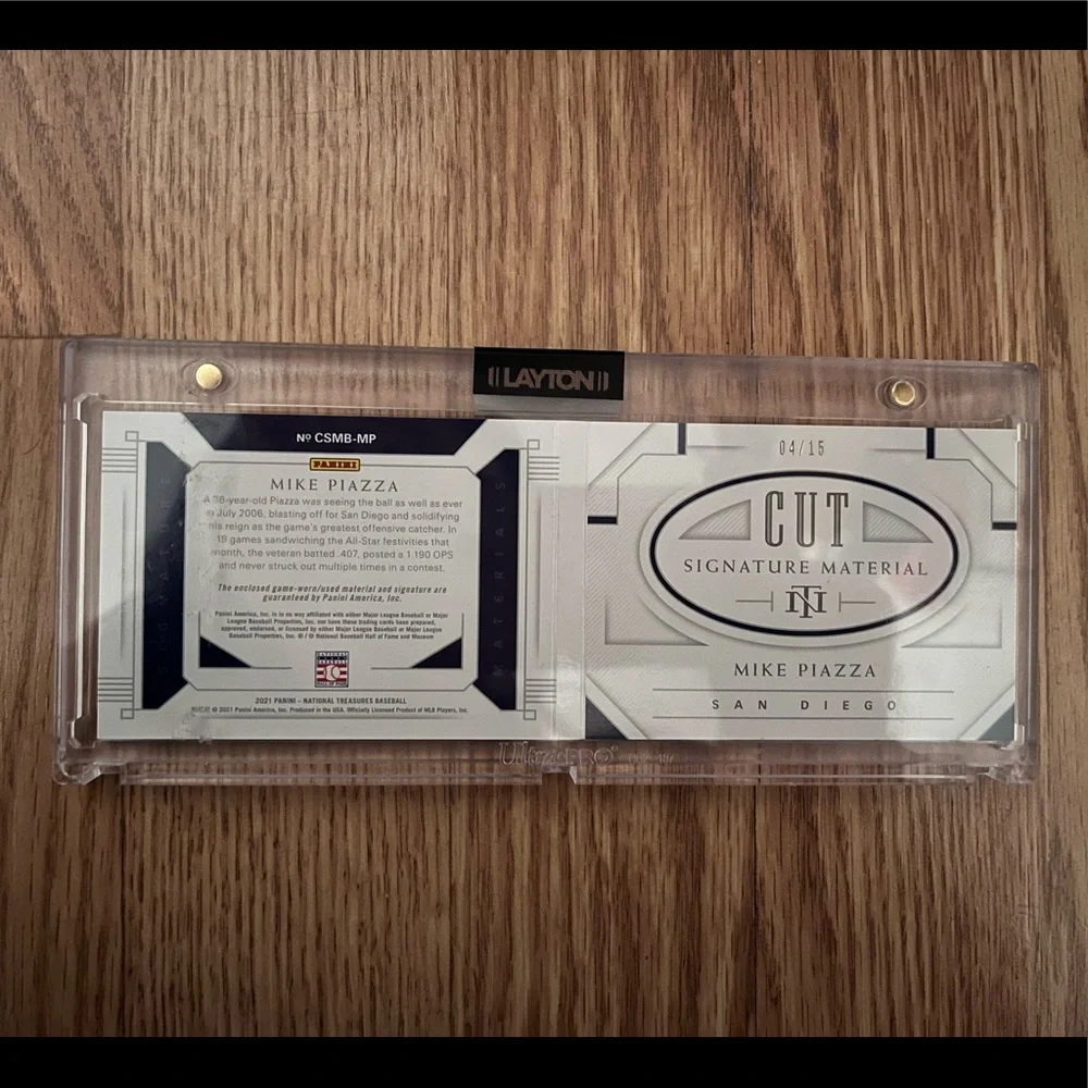 2021 Panini National Treasures Mike Piazza  Bat Cut Auto Booklet 4/15 (MISC10) - Picture 2 of 2
